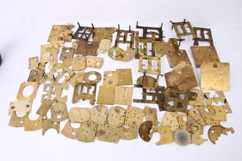 GROUP OF SOLID BRASS CLOCK MOVEMENTS PLATES FROM SETH THOMAS & OTHER MAKERS