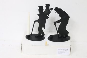 Department 56 Metal Black Silhouette Candle Holders Made In Germany - New Old Stock