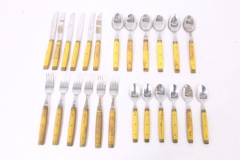 VINTAGE MCM MID CENTURY MODERN MELRON FRANCE FLATWARE SET FOR 6 - TOTAL OF 30PCS