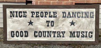 Huge Vintage Hand Painted Nice People Dancing To Country Music Sign 66 X 27 1/2
