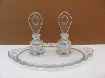 1940's Glass Vanity Tray & Perfume Bottles