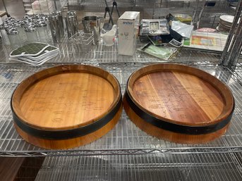 Pair Whiskey Barrel Ends Serving Tray And Or Wall Decor