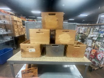 Lot Of 6 Wooden Display Crates