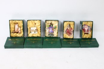 Department 56 Bejeweled Collection - Group Of 5 Jeweled Boxes Owl, Boo Witch, Santa, Sleigh, Church- New