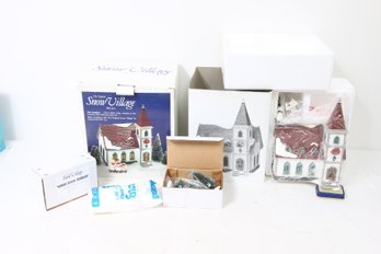 Department 56 The Original Snow Village Starter Set 6pcs - Hand Painted Lighted - New Old Stock