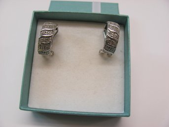 Sterling Silver & Diamond Chip Earrings