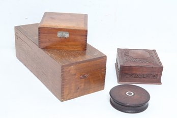 Group Of Antique Wooden Boxes