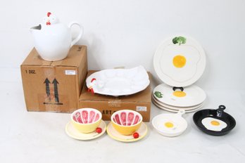 Department 56 SHORT ORDER Group Of Accessories - Pitcher, Egg Plate, 2 Grapefruit Cups & More - New Old Stock