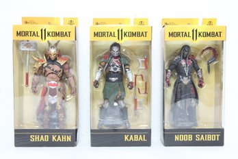 3 Sealed Mortal Kombat Figures: Shao Kahn, Kabal & Noob Saibot