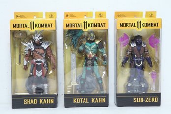 3 New, McFarlane Toys Mortal Kombat Figures: Shao Kahn, Kotal Kahn, & Sub-Zero