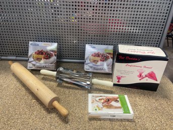 Baking Lot  Rolling Pins,  Funnels And Misc. -view Photos For Details