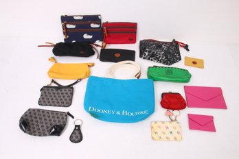 Large Group Of DOONEY & BOURKE Women's Bag Accessories - Wristlets, Coin Purses, Make-up Bags, Key Rings