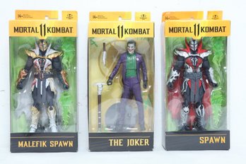 3 New McFarland Toys ' Mortal Combat' Action Figures ( Malefik Spawn, The Joker & Spawn)