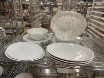 Large Group Of Serving Platters And Serving Bowls