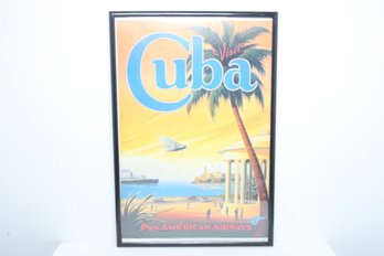 Framed Vintage Pan American Airways Travel To Cuba Advertisement Poster