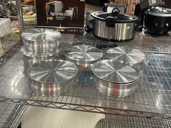 Winco Aluminum Stackable Containers With Lids