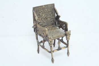 Exquisitely Detailed, Antique/Vintage Small Brass Decorative Chair W/Egyptian Motif