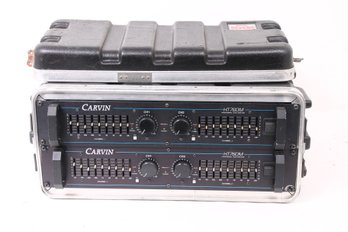 Pair Of CARVIN HT760M Professional 750 Watt Amplifiers Mounted In Protective SKB Case
