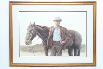 Large Framed, Signed & Numbered James Bama Print 'Paul Newman As Butch Cassidy' 1691/2000