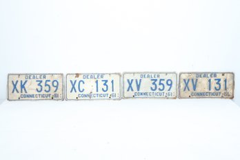 4 Vintage Three Digit Low Number Connecticut Dealer License Plates: All 1961
