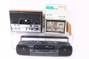 Group Of Vintage Electronics - Sony Boombox, Wollensak, Jade Transistor Radio