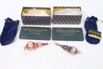 Department 56 Pair Of TIMELESS TREASURES Egyptian Glass Ornament With 12k Gold - New Old Stock