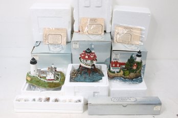 Group Of 3 HARBOUR LIGHTS Lighthouses - Maryland, Maine With Keepers & Friends - New Old Stock