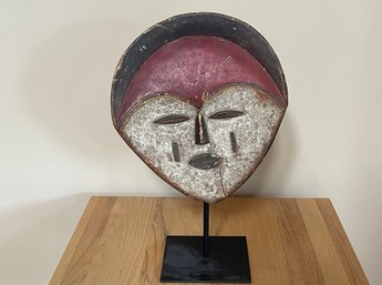 Old Kwela African Mask With Display Stand