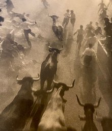 (Spain) RUNNING WITH THE BULLS  1930s  Photographic Print