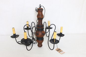 IRVIN'S Tinware GETTYSBURGH Country Style 6 Arms Wood Chandelier Handcrafted - New Store Display Item