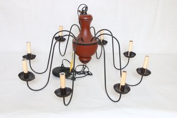 IRVIN'S Tinware BETHANY Country Style 8 Arms Wood Chandelier - New Store Display Item
