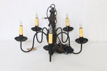 IRVIN'S Tinware COUNTRY INN Country Style 6 Arms Wood Chandelier In Black Over Red - New Store Display Item