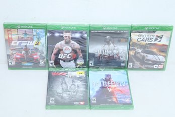 6 XBOX One Factory Sealed Games: Project Cars, UFC 3, Crew 2, Battlefield & More