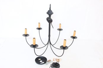 COUNTRY TRADITIONS LIGHTING PEPPERELL Country Style 6 Arms Metal Chandelier In Black - New, Store Display Item