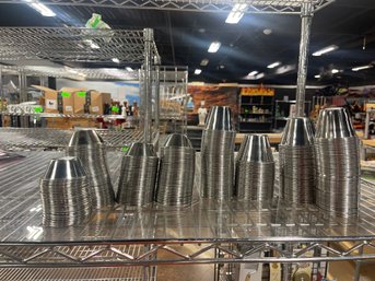 Large Group Of Smooth Stainless Steel Round Sauce Cup