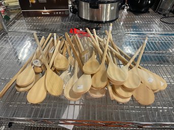 Large Group Of Winco Wooden Spoons 16' To 18 ' Long And Baking Tools