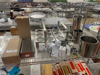 Large Group Of Stainless Steel Bar Items Includes Wine Holder, Bottle Openers & More