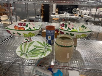 Group Of Hand Painted Glassware Bowls Etc