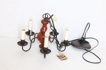 LT MOSES WILLARD Barn Forest Country Style 5 Arms Wood Chandelier - New Store Display Item