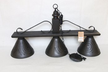 IRVIN'S Tinware WELLINGTON Country Style Wood & Tin Large Hanging Island Light - New Store Display Item