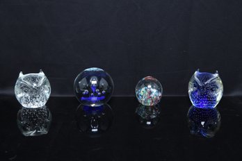 4-Hand Blown Glass Paperweights