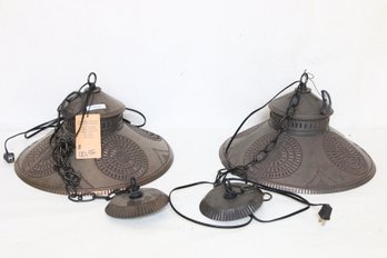 Pair Of IRVIN'S Tinware Shopkeeper Shade Tin Light With Chisel Design - New Store Display Item