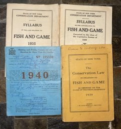 Fish And Game Law Pocket Books 1930 &  NYS Hunting License
