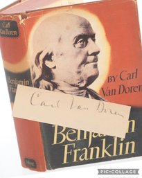 Benjamin Franklin Book Signed Carl Van Doren