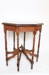 Rare Victorian Carved Wood Octagonal Spider Leg Table