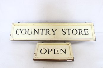 Handcrafted Wooden Sign COUNTRY STORE OPEN/CLOSE Signed By Canadian Artisan Saundra MacKenzie - New