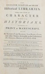 1736 Nicolson ENGLISH, SCOTCH And IRISH Hiftorical LIBRARIES.