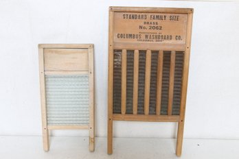 Pair Of Vintage Wooden And Glass Washboards Including Maid-rite
