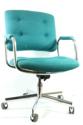 Vintage Teal Office Chair With Chrome Base