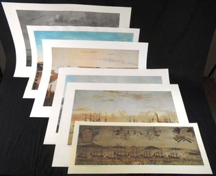 Set Of 6 Beautiful Prints: Historical Harbors And Sailing Ships